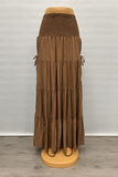 Smocked Waist Tiered Midi Skirt