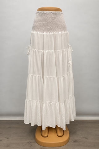 Smocked Waist Tiered Midi Skirt