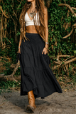Smocked Waist Tiered Midi Skirt