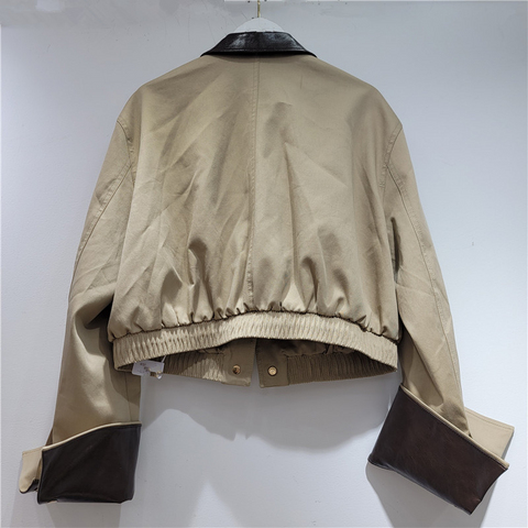 Floral Collar Button-Front Bomber Jacket