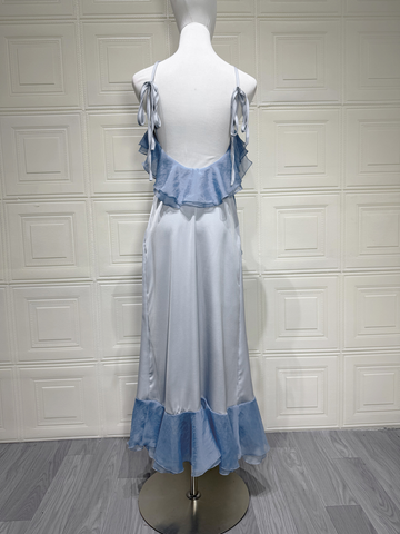 Ruffle Halter Asymmetrical Casual Dress