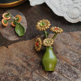Floral Pearl Enamel Brooch