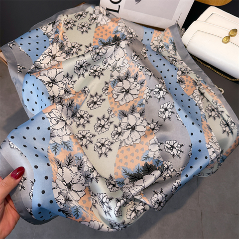 Floral Satin Square Neck Scarf