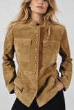 Military Collar Button-Front Jacket