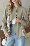 Floral Patchwork Asymmetric Button Jacket