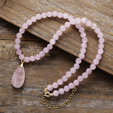 Faceted Teardrop Pendant Beaded Necklace