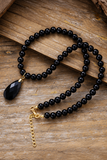 Faceted Teardrop Pendant Beaded Necklace