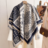 Paisley Print Fringed Square Scarf