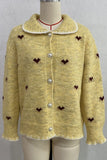 Heart Pattern Button-Front Knit Cardigan