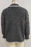 Heart Pattern Button-Front Knit Cardigan