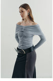 Off-Shoulder Ruched Long Sleeve Top