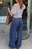 Wide-Leg Drawstring Casual Pants