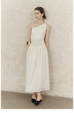 One-Shoulder Pleated Dress