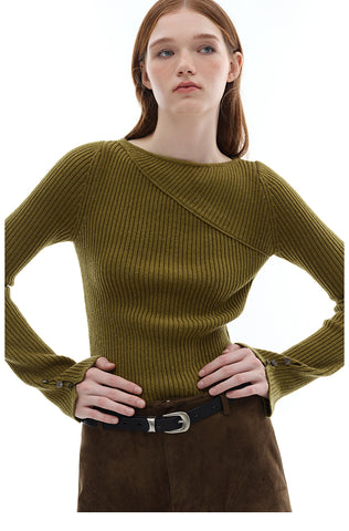 Asymmetrical Ribbed Knit Top