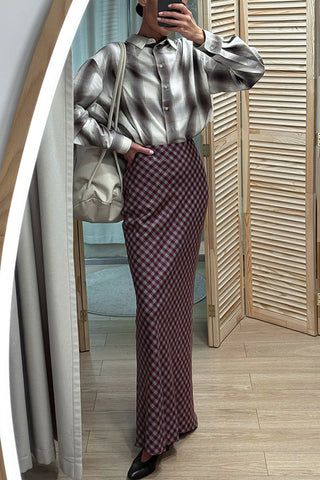 Plaid Pattern Maxi Skirt