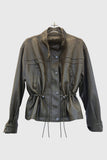Drawstring Waist Faux Leather Jacket