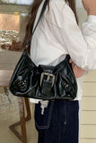 Buckle Front Slouchy Shoulder Bag