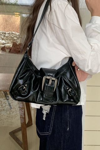 Buckle Front Slouchy Shoulder Bag