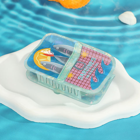 Sardine Can Graphic Rectangle Claw Clip