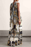 Tie-Back Halter Printed Maxi Dress