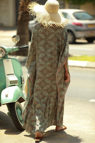 V-Neck Floral Maxi Casual Dress