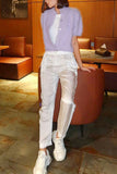 Mock Neck Short Sleeve Button Front Cardigan