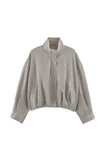 Plaid Mock Neck Long Sleeve Jacket