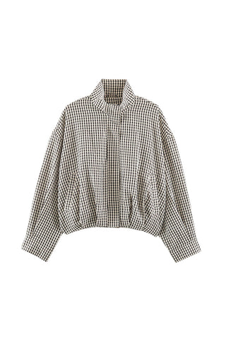 Plaid Mock Neck Long Sleeve Jacket