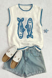 Sleeveless Fish Graphic Tank Top