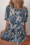 Ruffle Hem Baroque Print Dress