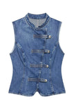 Button Asymmetric Stand Collar Vest