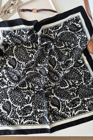 Paisley Print Satin Square Scarf