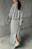Striped Mock Neck Crop Top and Maxi Skirt Set