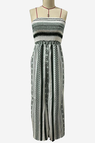 Strapless Printed Wide-Leg Jumpsuit