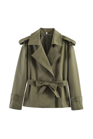 Notched Collar Belted Wrap Coat