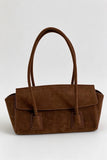 Suede Flap-Top Tote Bag