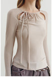 Bell Sleeve Ruched Tie-Neck Top