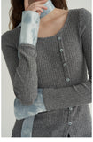 Ribbed Cardigan with Tie-Sleeve Detail