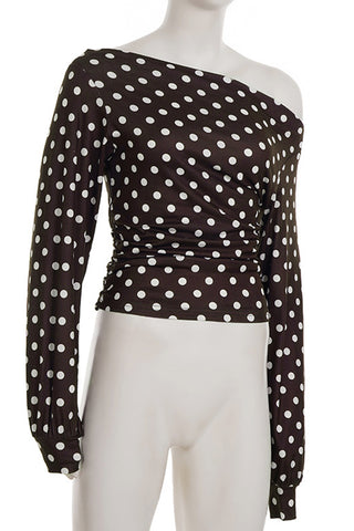 Asymmetrical Polka Dot Blouse