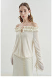 Off-Shoulder Ruffled Sleeve Blouse