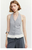 Ruffled Hem V-Neck Top