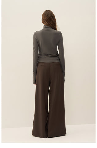 Pleated Draped Wide-Leg Trousers