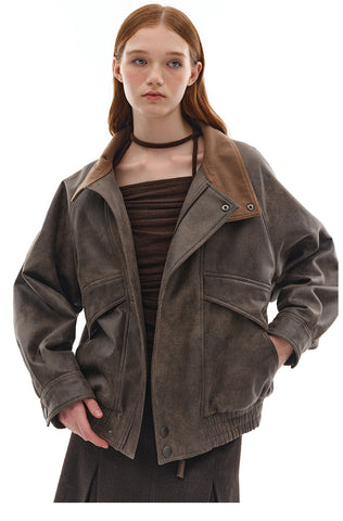 Two-Tone Vintage Leather Jacket