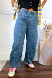 Zebra Print High-Waist Barrel Jeans