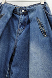 Zipper Detail Wide Leg Jeans