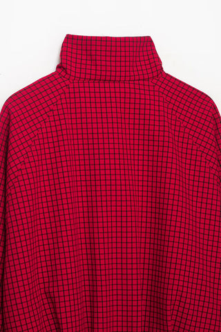 Grid Print Zip-Up Stand Collar Jacket