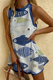 Ocean Inspired Sleeveless Shift Dress