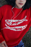 Fish Graphic Crew Neck Knit Sweater