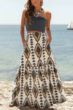 Striped Maxi Skirt with Tiered Design