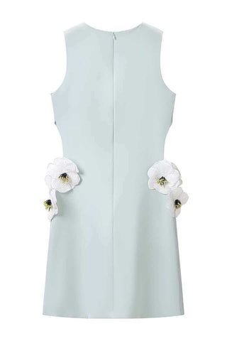 Floral Applique Sleeveless Casual Dress